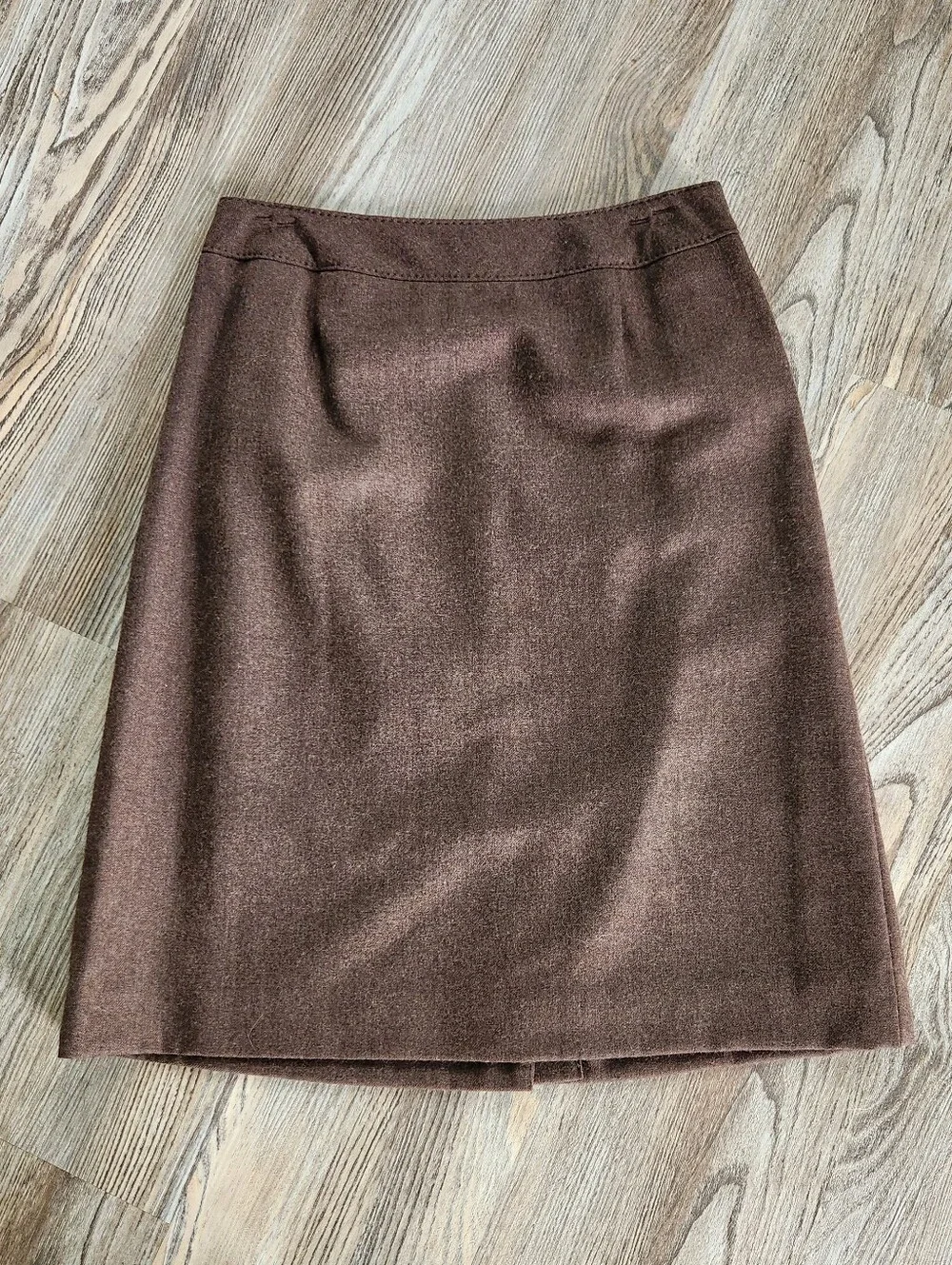 Vintage Pendleton Virgin Wool Knee Length Pencil Skirt Brown 8 USA Tweed Classic